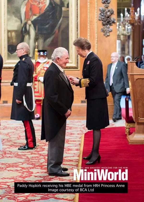 Paddy Hopkirk receives his MBE from HRH Princess Anne